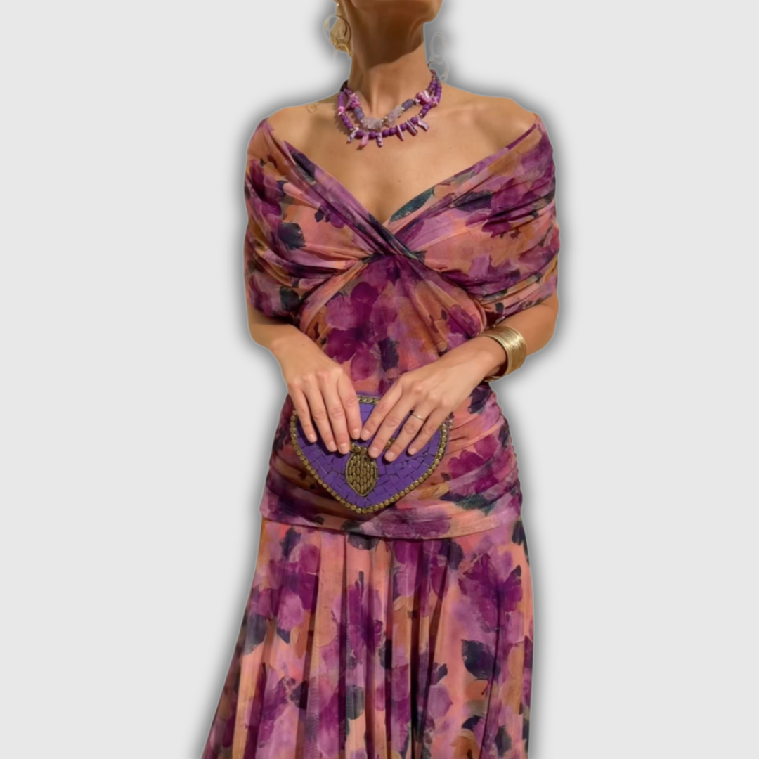 Florendra | Vestido largo floral con escote en V