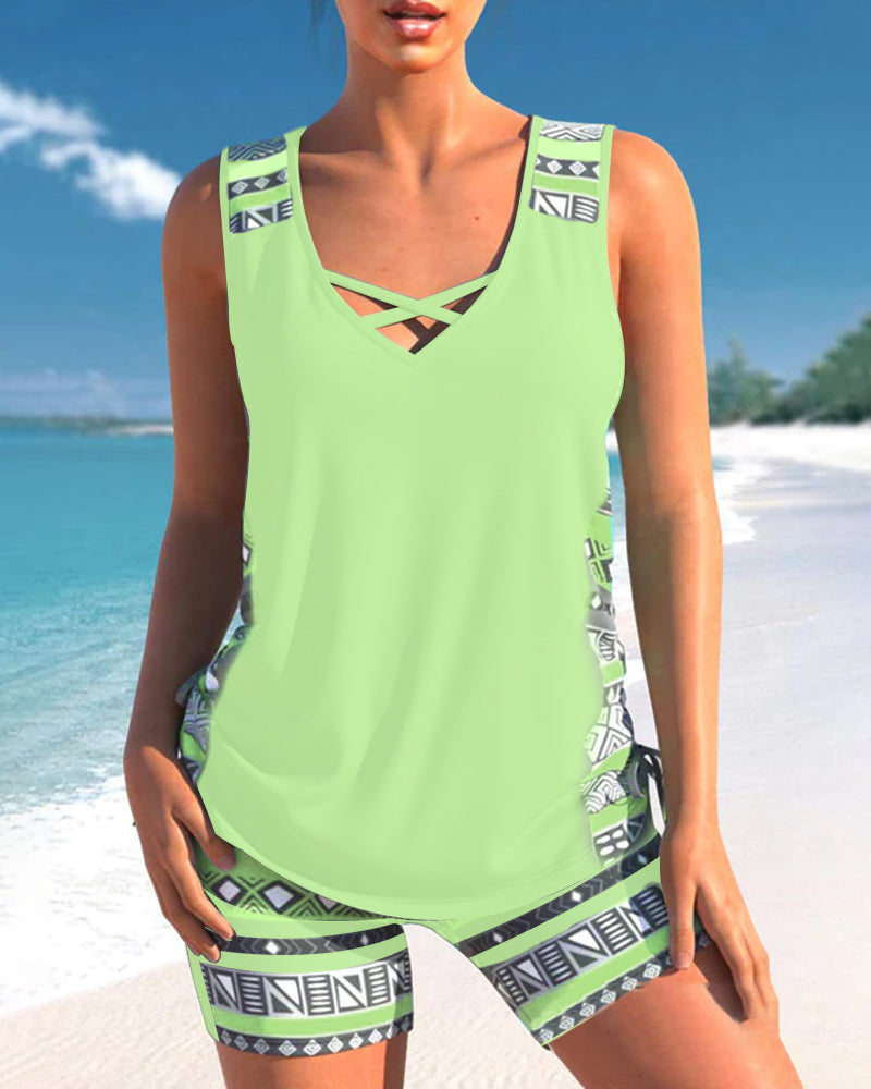 Márcia - Tankini con estampado geométrico