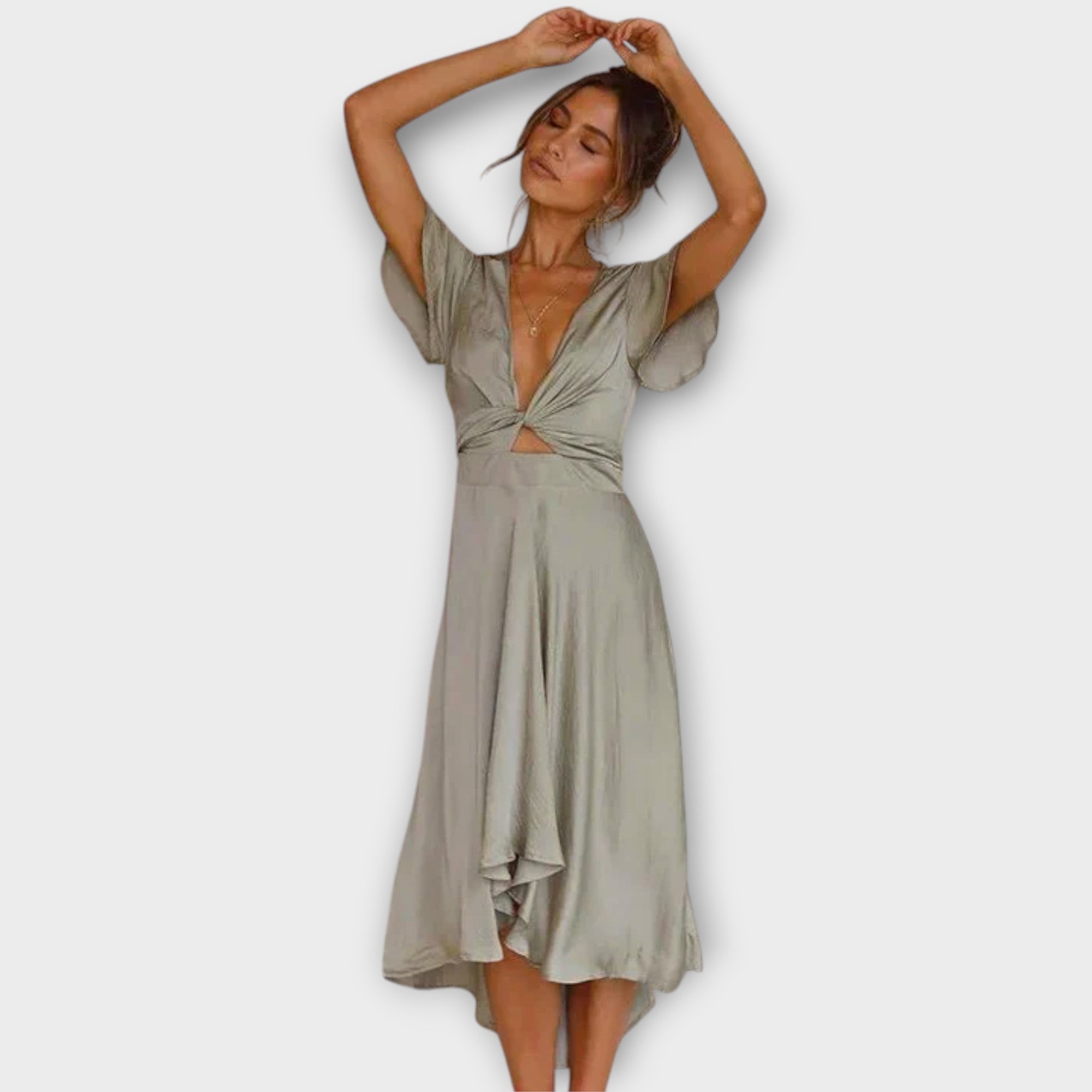 Margret - Vestido midi elegante con escote en V
