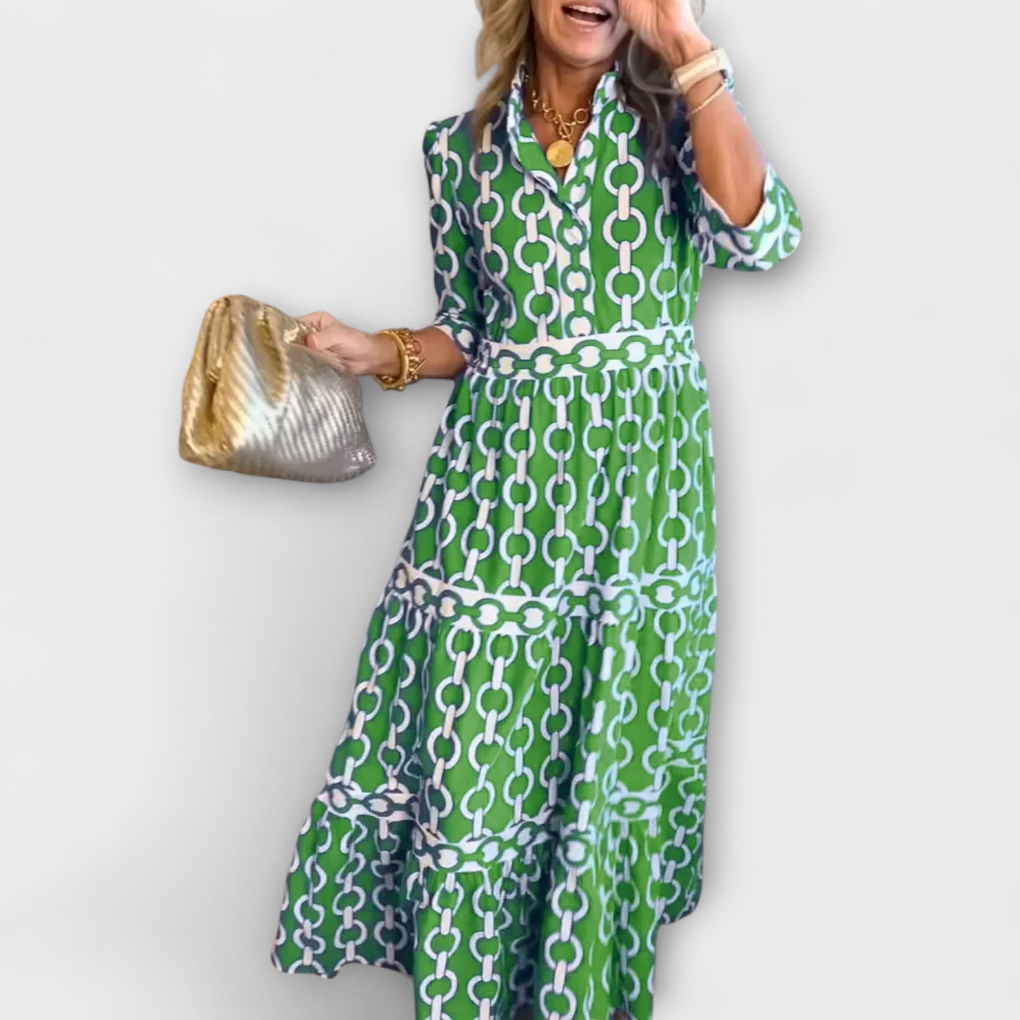 Sophia | Vestido midi con patrón de cadena
