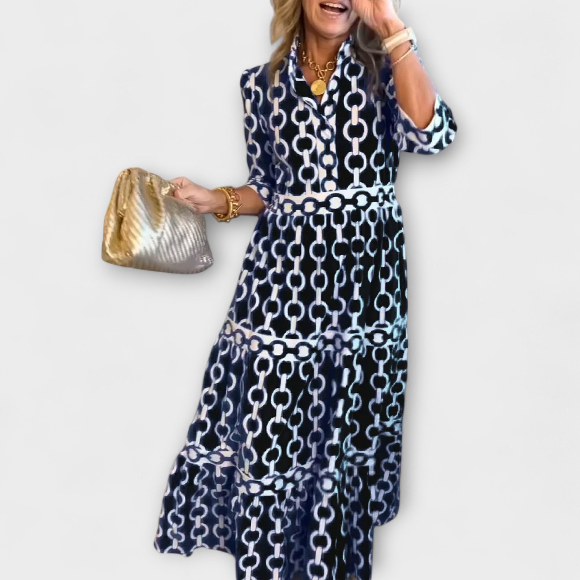 Sophia | Vestido midi con patrón de cadena