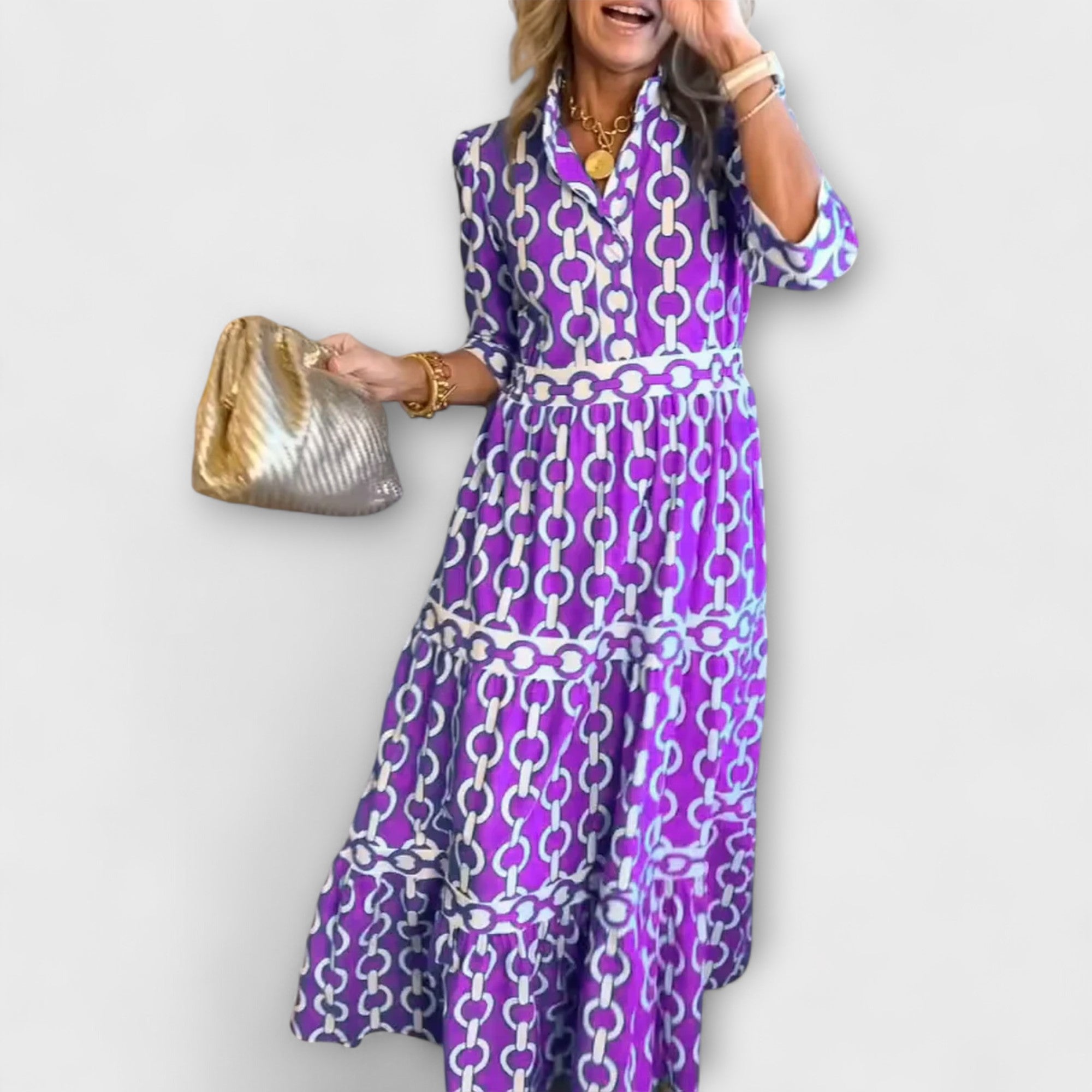 Sophia | Vestido midi con patrón de cadena