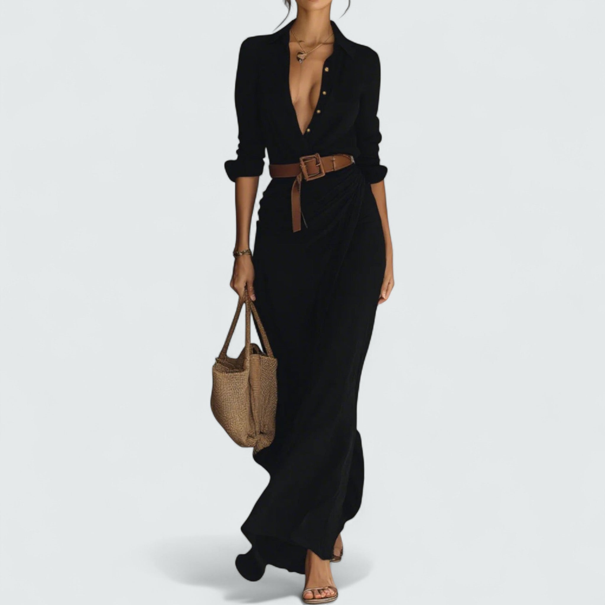 Doris | Vestido maxi de manga larga