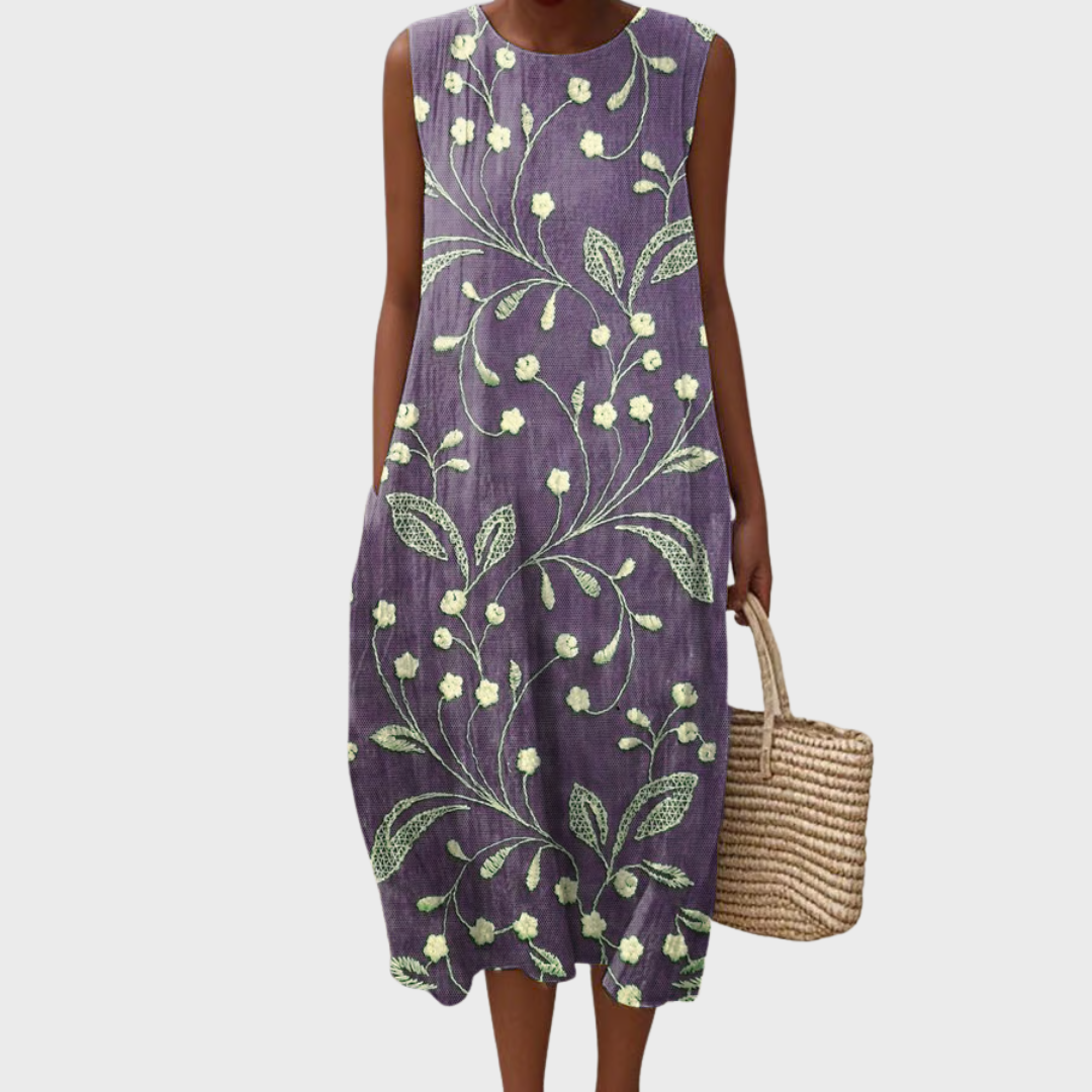 Vestido de verano de algodón con estampado floral Florence - ligero y elegante