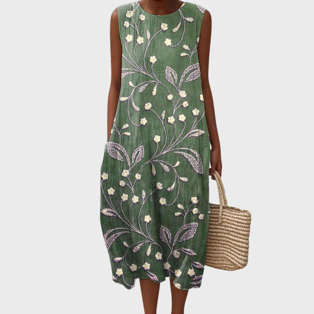 Vestido de verano de algodón con estampado floral Florence - ligero y elegante