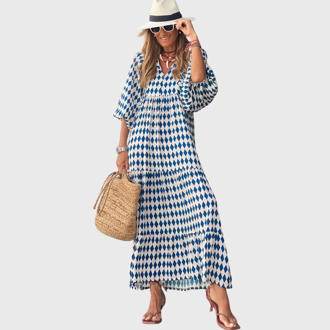 Fleur | Vestido maxi holgado en capas con mangas tipo kimono