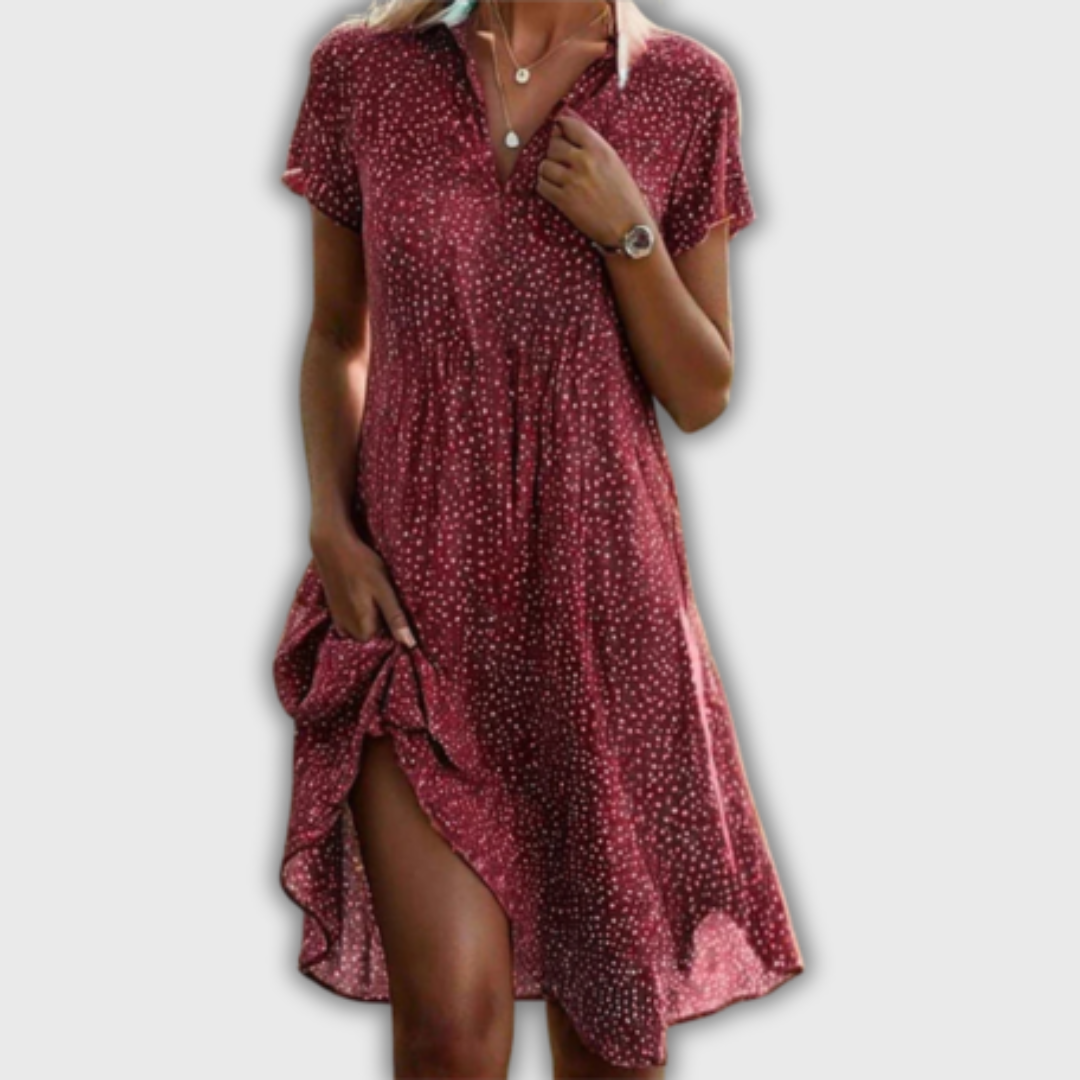 Mary - Vestido midi de manga corta para mujer