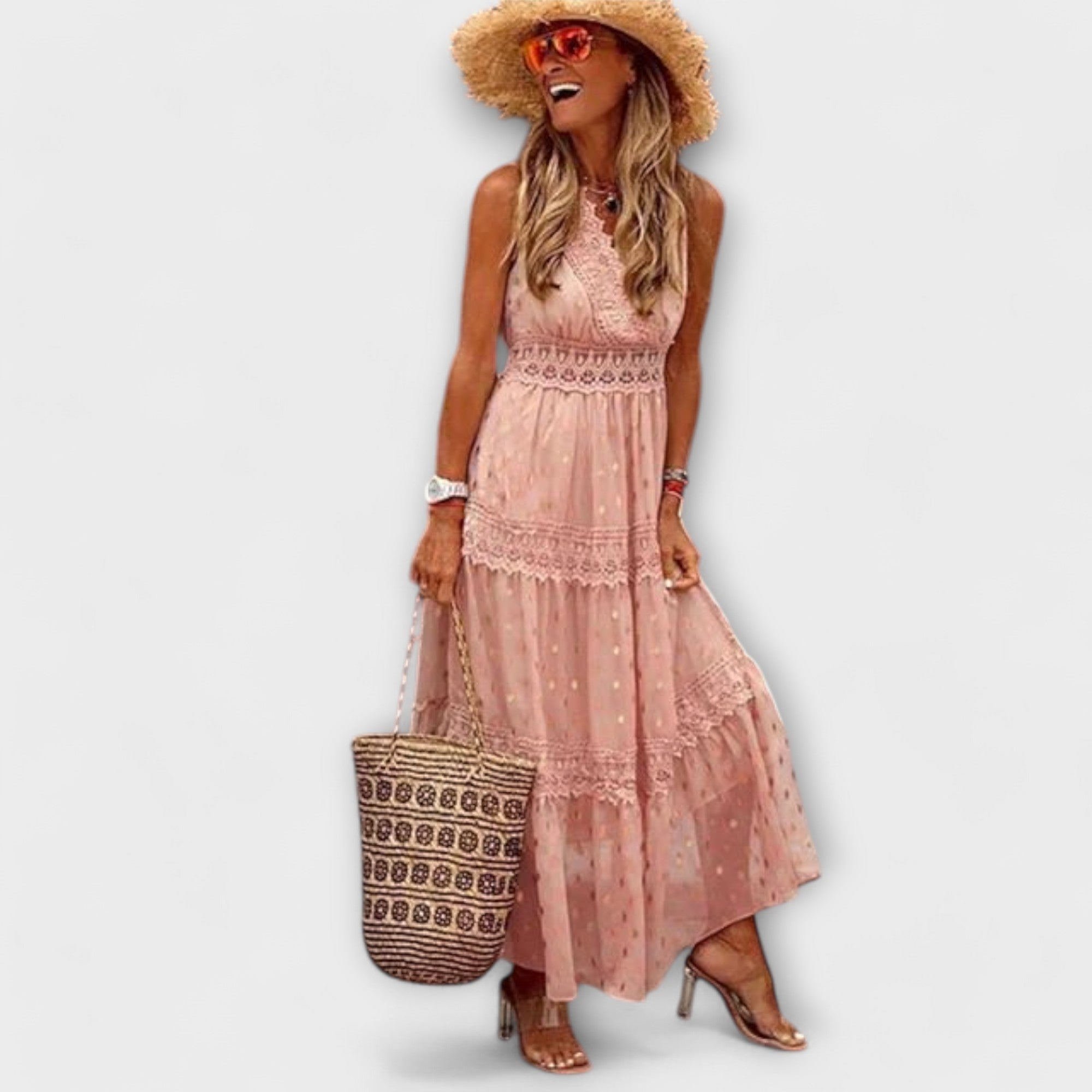 Lola - Vestido maxi con encaje bohemio