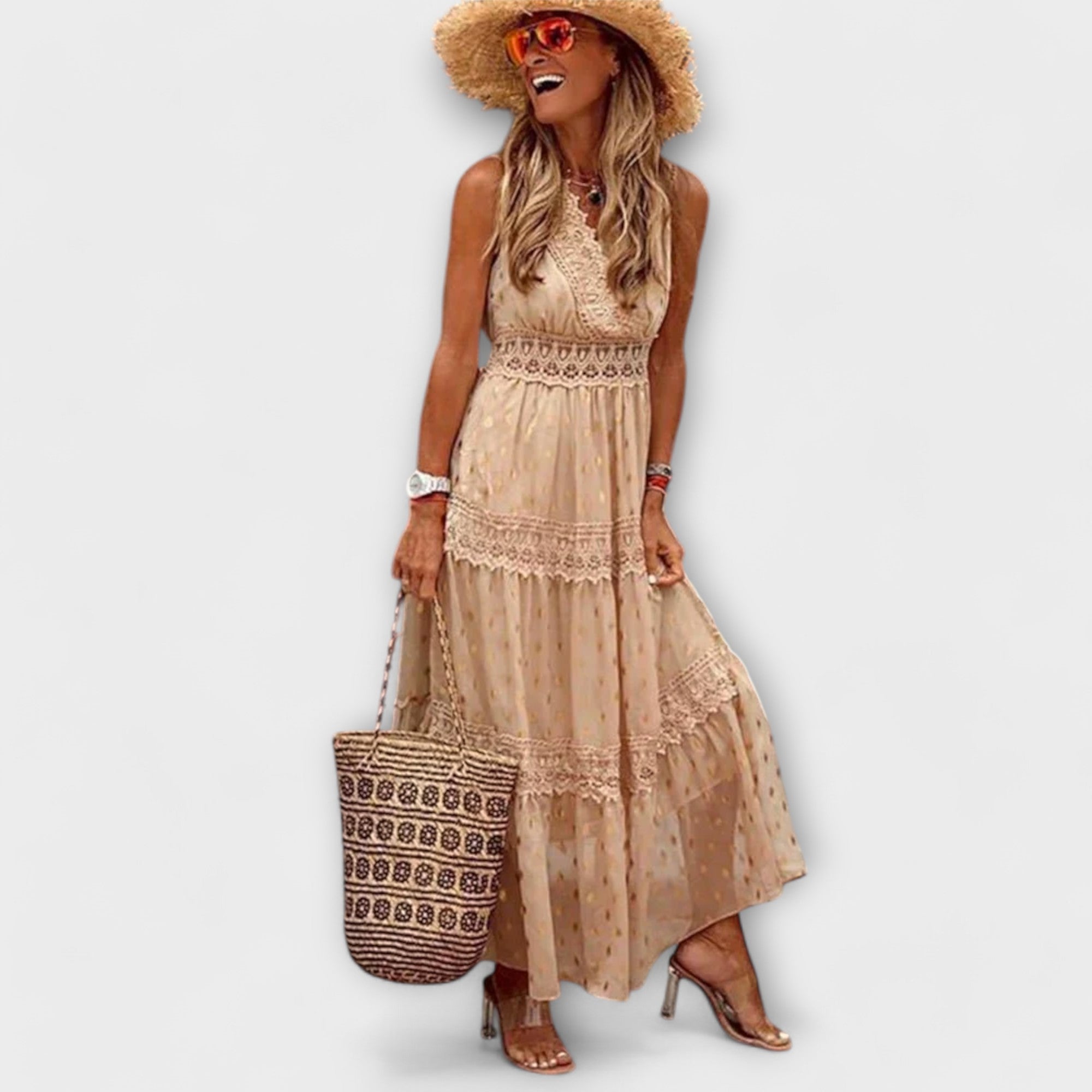 Lola - Vestido maxi con encaje bohemio