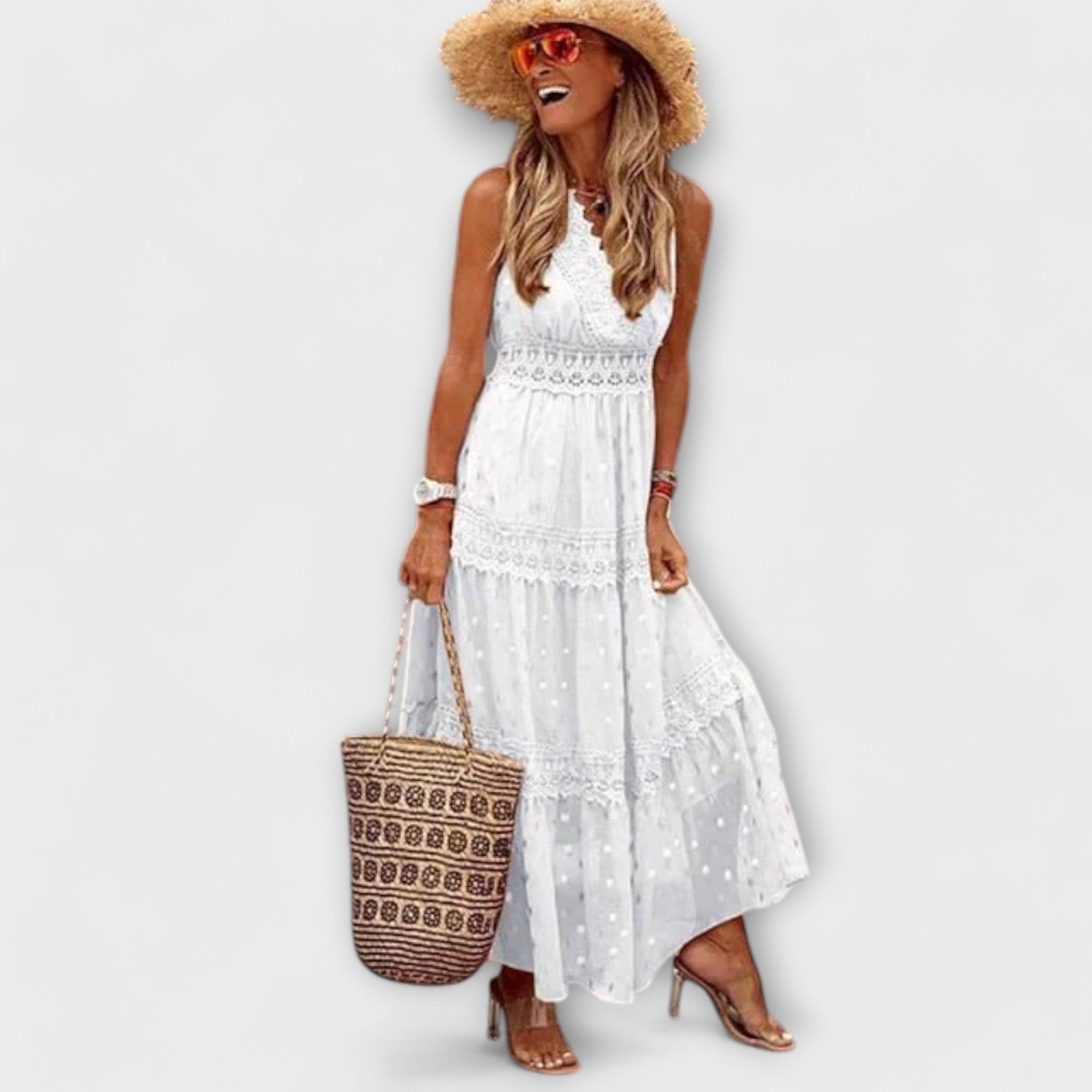 Lola - Vestido maxi con encaje bohemio