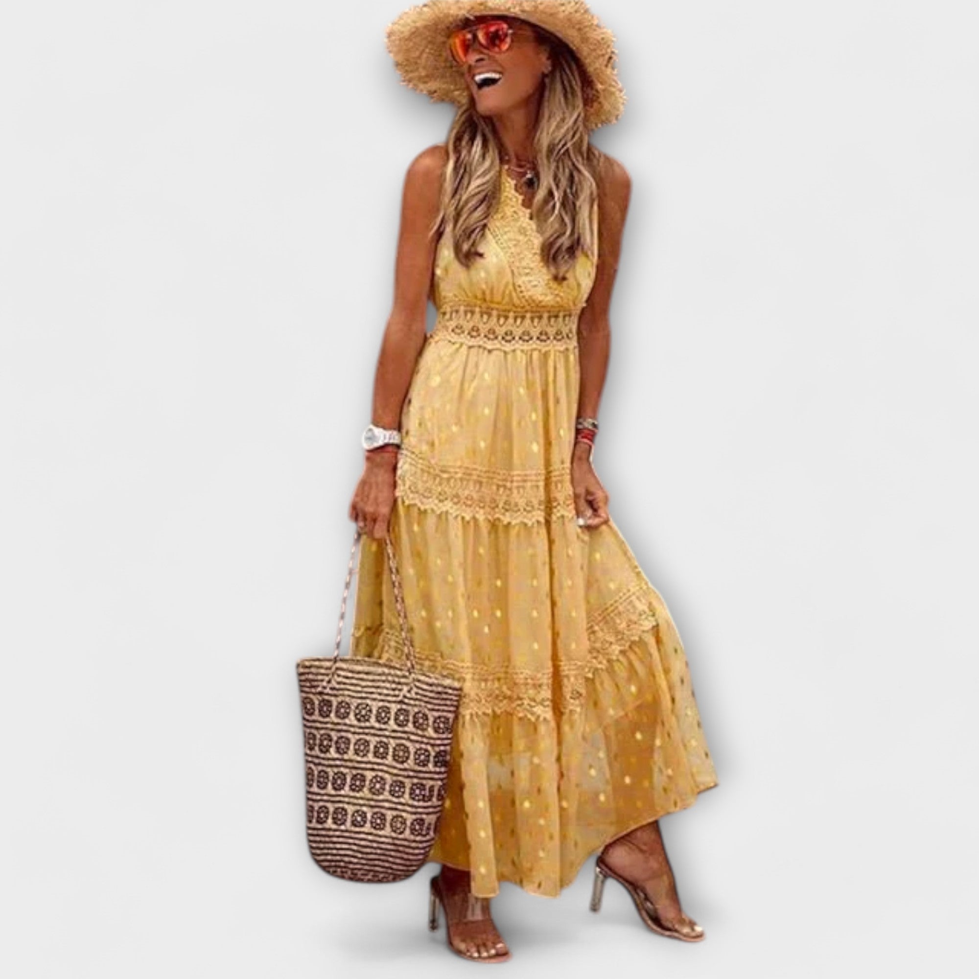 Lola - Vestido maxi con encaje bohemio